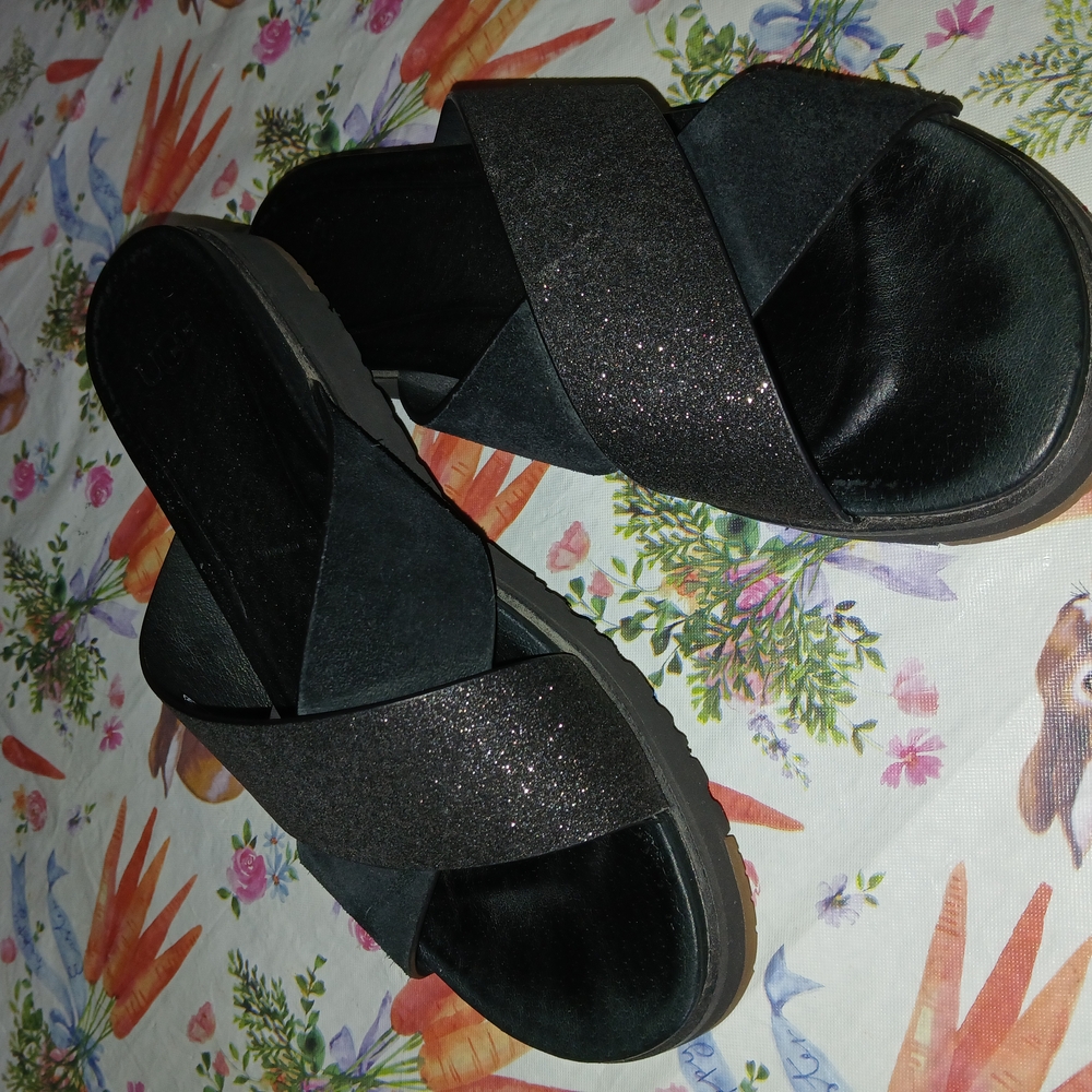 Women's Black Glitter Sandals
